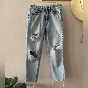 High waisted ankle length jeans
